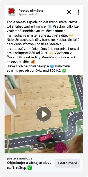 Druhé video, které nám klient dodal bylo opět pro Facebook reklamu málo dynamické, hodně statické s pomalými záběry. Úvodní záběr nebyl dostatečně atraktivní